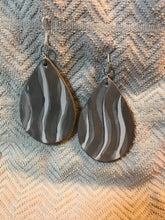 Load image into Gallery viewer, Teardrop Leather Earrings in Gray Tones
