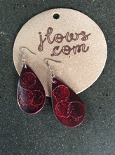 Load image into Gallery viewer, Leather Rose Earrings Custom Made Boho Style
